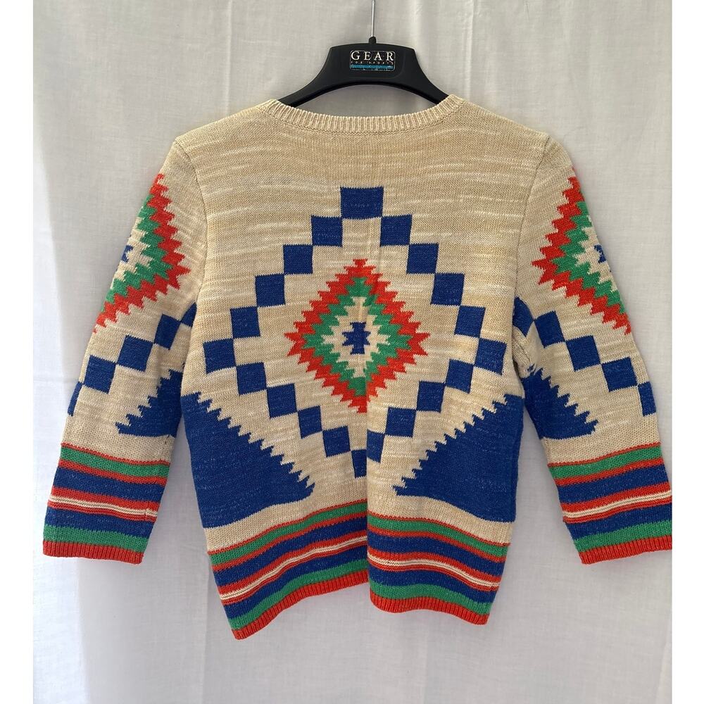 Lauren Ralph Lauren Aztec Print 3/4 Sleeve Pullover Sweater Size Medium - Picture 5 of 5